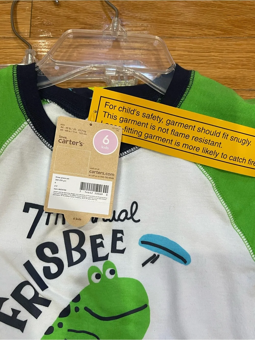 Carter's Green, White & Navy Frog Frisbee Raglan Short-Sleeve Shirt